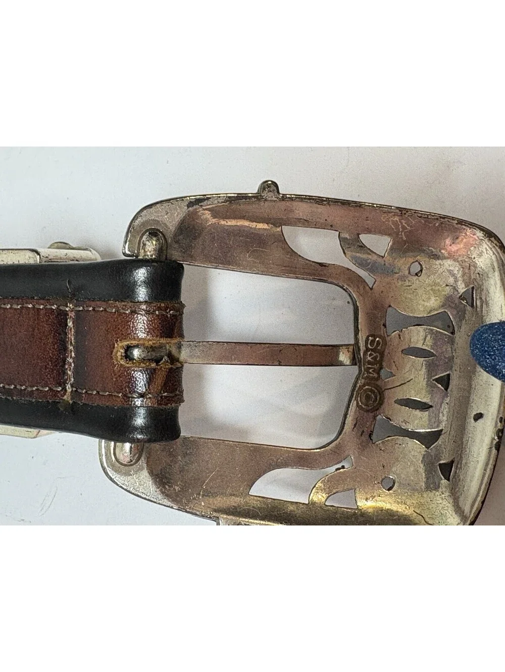 Nadim Western 90’s Brown Leather Belt Angel Concho Alligator Textured Sz XL VGT